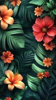 Bright tropical flowers and lush greens create a vibrant natural background in an exotic locale photo