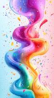 Colorful swirls of paint create a vibrant abstract art piece with confetti in a playful arrangement photo