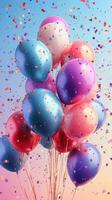 Colorful balloons with confetti celebration in a festive atmosphere during a party photo