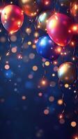 Festive balloons with string lights create a celebratory atmosphere for special occasions at night photo