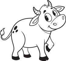 Line art coloring pages for kids for brain development. Cow outline illustration and ready for print vector