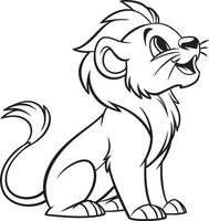 Line art coloring pages for kids for brain development. Lion outline illustration and ready for print vector
