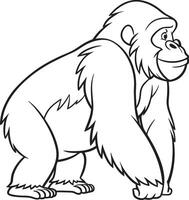 Line art coloring pages for kids for brain development. Gorilla outline illustration and ready for print vector