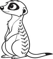 Line art coloring pages for kids for brain development. Meerkat outline illustration and ready for print vector
