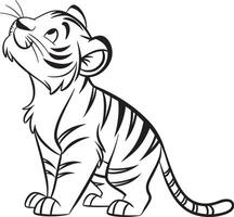Line art coloring pages for kids for brain development. Tiger outline illustration and ready for print vector