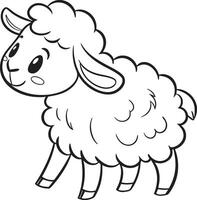 Line art coloring pages for kids for brain development. Sheep outline illustration and ready for print vector