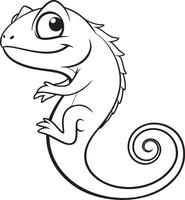 Line art coloring pages for kids for brain development. Lizard outline illustration and ready for print vector