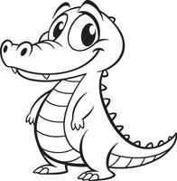 Line art coloring pages for kids for brain development. Crocodile outline illustration and ready for print vector