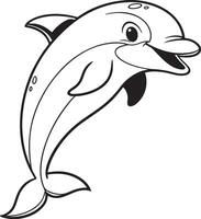 Line art coloring pages for kids for brain development. Dolphin outline illustration and ready for print vector