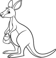 Line art coloring pages for kids for brain development. Kangaroo outline illustration and ready for print vector