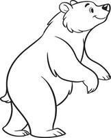 Line art coloring pages for kids for brain development. Bear outline illustration and ready for print vector