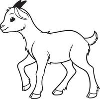 Line art coloring pages for kids for brain development. Goat outline illustration and ready for print vector