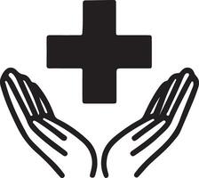 Good health filled and stroke line art icon, using solid flat black color. vector