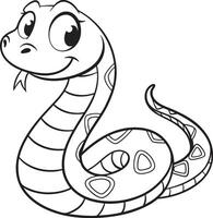 Line art coloring pages for kids for brain development. Snake outline illustration and ready for print vector