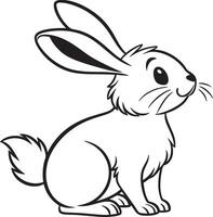Line art coloring pages for kids for brain development. Rabbit outline illustration and ready for print vector