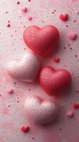 Colorful heart-shaped decorations create a festive atmosphere for celebrations and special occasions photo