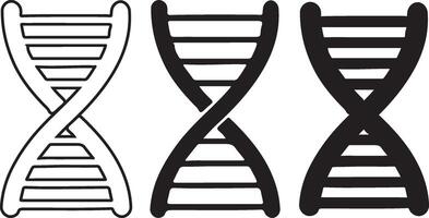 Variant type DNA stroke line art and filled icon illustration design. vector
