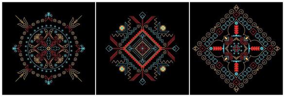 Trendy abstract Aztec backgrounds bring a modern twist to traditional designs, blending bold geometric shapes with vibrant colors. vector