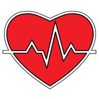 Red Heart with ECG Line vector