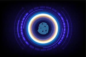 Cyber security technology concept fingerprint scanning, futuristic hi-tech style vector