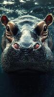 Close encounter with a hippo underwater in a serene setting during daylight photo
