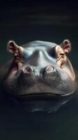 Hippopotamus swimming peacefully in water during late afternoon with calm reflections photo
