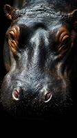 Close-up of a hippo's face highlighting its texture and features in natural light photo