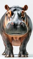Hippo stands confidently against a simple background showcasing its strong features and unique texture photo