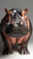 Realistic depiction of a hippopotamus showcasing its large size and distinctive features in a studio setting photo