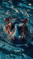 Hippo swimming in clear water during daytime in a natural habitat environment photo