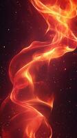 Vibrant twisting flames create mesmerizing swirls in dark background with sparkling particles in the night photo