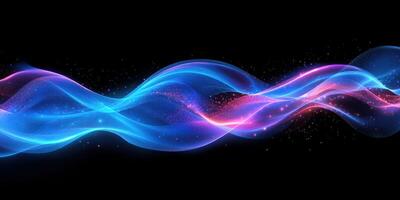 Colorful abstract wave design with glowing blue and pink elements on a black background photo