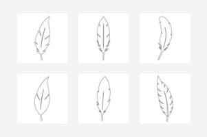 set of hand drawn feathers.Black Feather Set Elegant Outline Illustration for Design vector