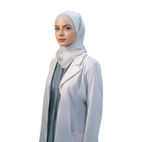 Muslim Doctor in Hijab Side Pose on Transparent Background png