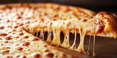 Freshly baked cheese pizza with melt-in-your-mouth texture ready to serve and enjoy photo