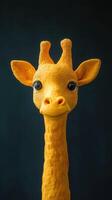 Brightly colored giraffe figurine with large eyes against a dark background showcasing playful design features photo