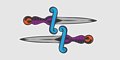 retro themed dagger emblem vector