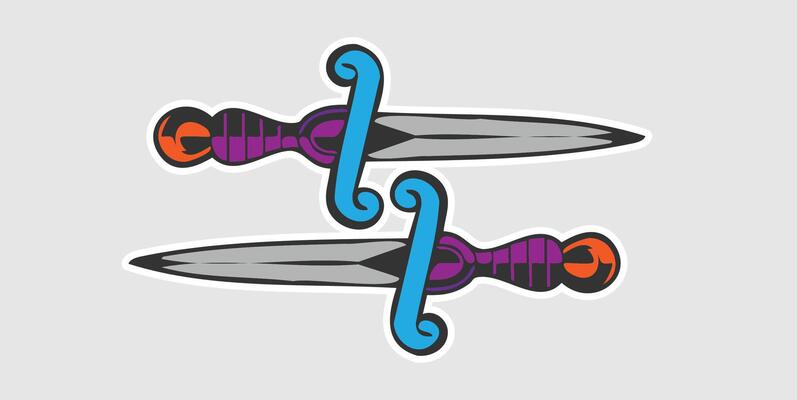 retro themed dagger emblem