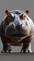 Realistic close-up of a hippo indoors showcasing unique texture and features in a detailed rendering photo