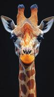 Giraffe close-up showcasing striking features and distinctive pattern in natural habitat photo