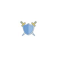 A shield and two swords on a white background vector