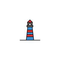 A red and blue lighthouse icon on a white background vector