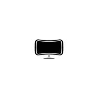 A black and white icon of a computer monitor vector