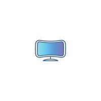 A computer monitor with a blue and purple background vector