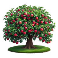 Fruitful Apple Tree with Red Apples Isolated Transparent Background png