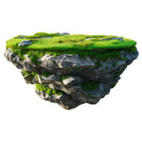 Floating Island Fantasy Hovering Land with Green Grass png