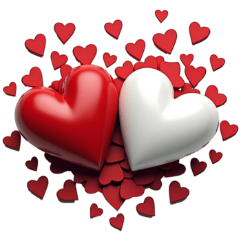 Floating Red and White Hearts High Quality Love Illustration for Designers png