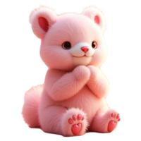 Sweet Pink Plush Bear High Quality 3D Rendering for Cute Design Projects png