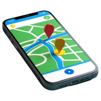 Realistic 3D Navigation Map with Location Pins Perfect for Apps Websites png