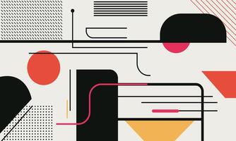 Abstract geometric pattern with black, red and orange shapes vector